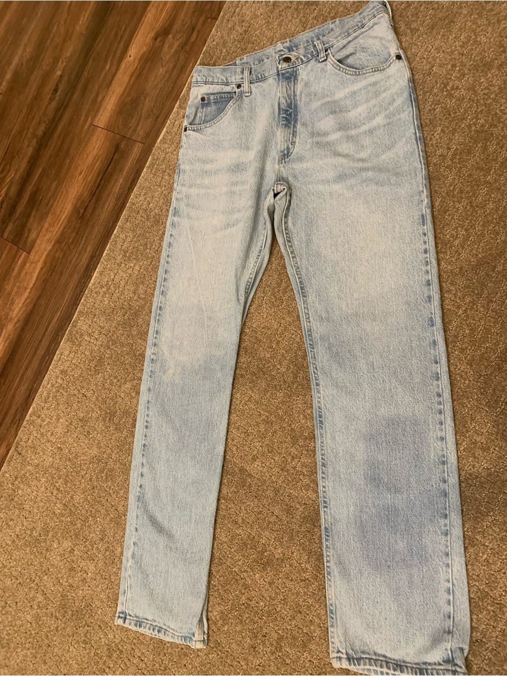 Wrangler Light Blue Whiskers Denim  Straight-Leg Men's Jeans